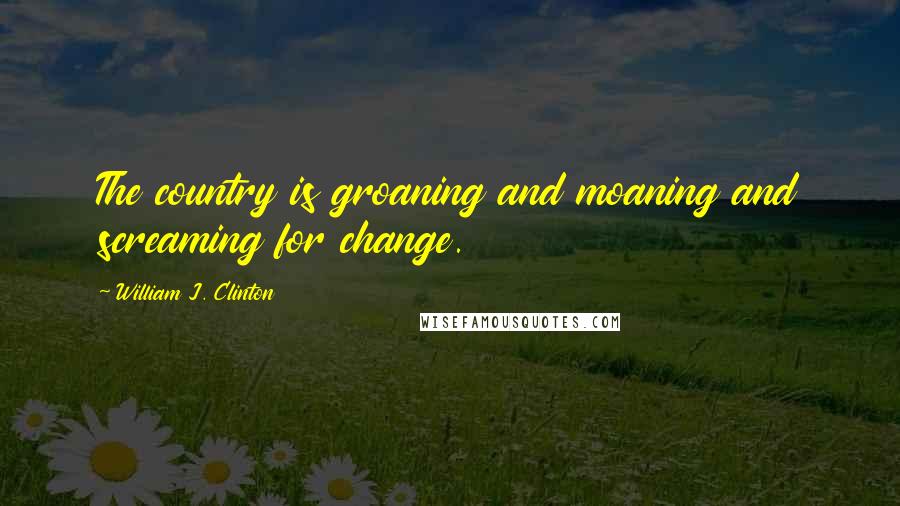 William J. Clinton Quotes: The country is groaning and moaning and screaming for change.