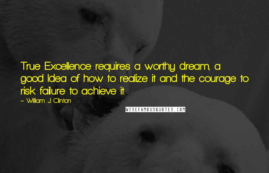 William J. Clinton Quotes: True Excellence requires a worthy dream, a good Idea of how to realize it and the courage to risk failure to achieve it.