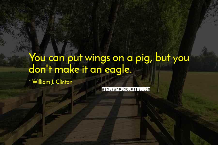 William J. Clinton Quotes: You can put wings on a pig, but you don't make it an eagle.