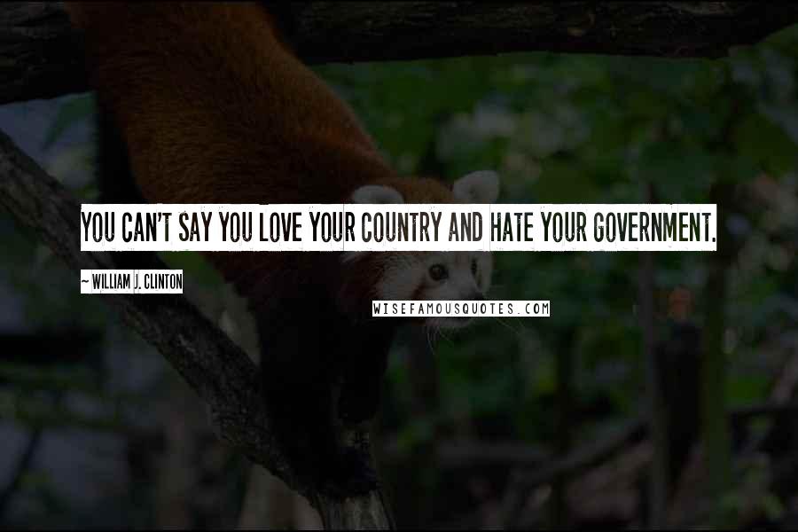 William J. Clinton Quotes: You can't say you love your country and hate your government.