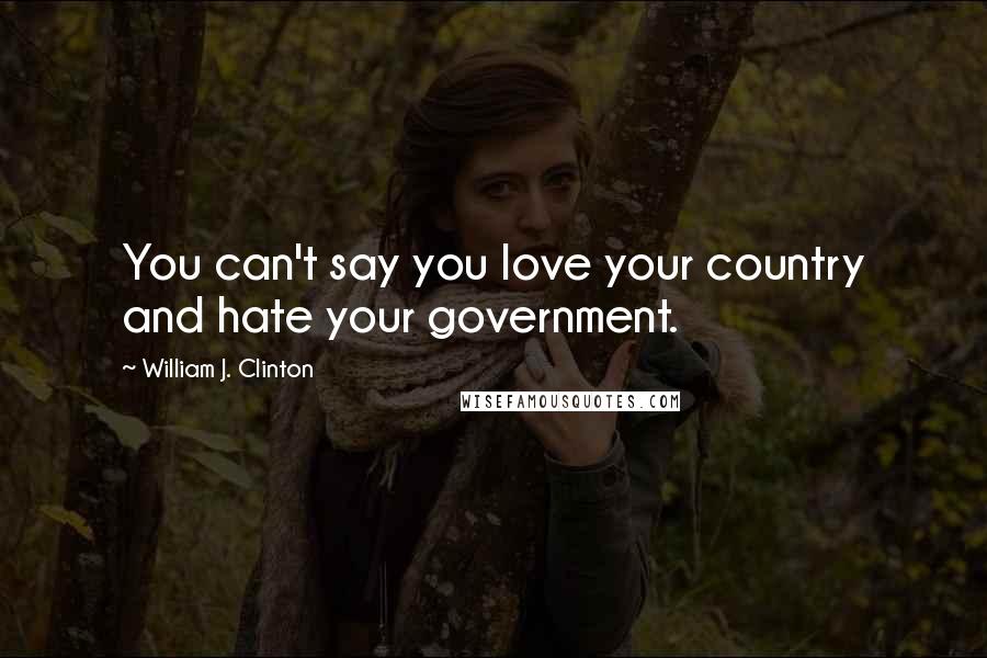 William J. Clinton Quotes: You can't say you love your country and hate your government.