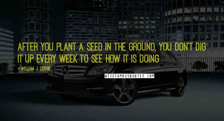 William J. Coyne Quotes: After you plant a seed in the ground, you don't dig it up every week to see how it is doing