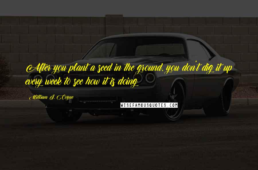William J. Coyne Quotes: After you plant a seed in the ground, you don't dig it up every week to see how it is doing