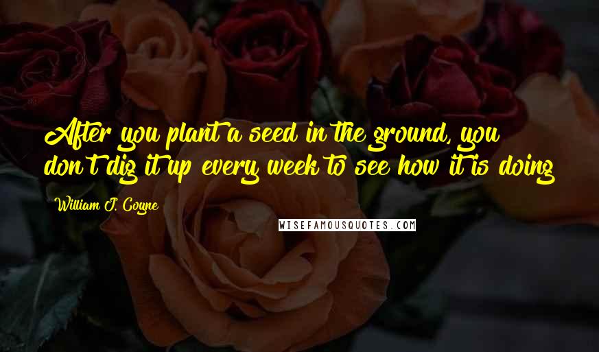 William J. Coyne Quotes: After you plant a seed in the ground, you don't dig it up every week to see how it is doing