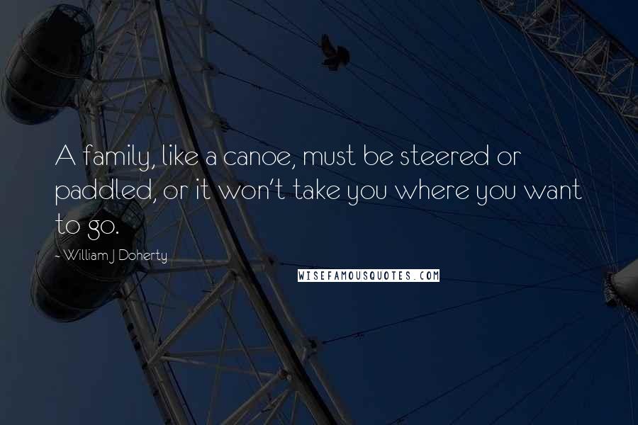 William J Doherty Quotes: A family, like a canoe, must be steered or paddled, or it won't take you where you want to go.