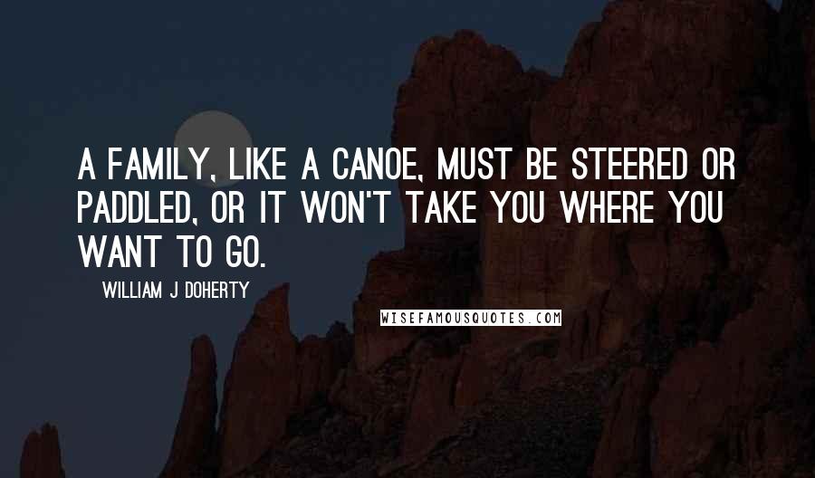 William J Doherty Quotes: A family, like a canoe, must be steered or paddled, or it won't take you where you want to go.