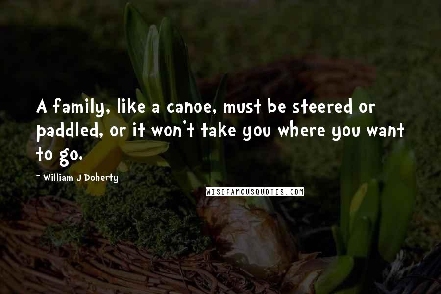 William J Doherty Quotes: A family, like a canoe, must be steered or paddled, or it won't take you where you want to go.