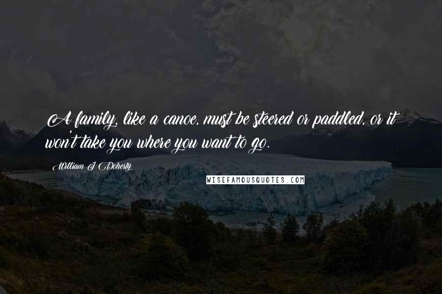 William J Doherty Quotes: A family, like a canoe, must be steered or paddled, or it won't take you where you want to go.