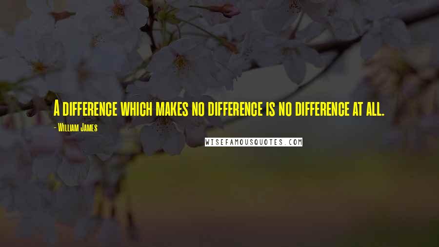 William James Quotes: A difference which makes no difference is no difference at all.