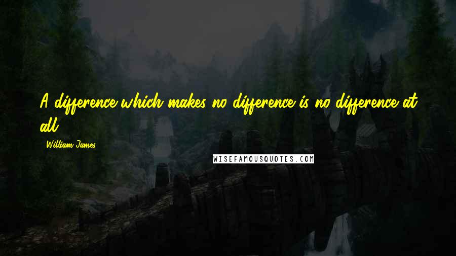 William James Quotes: A difference which makes no difference is no difference at all.