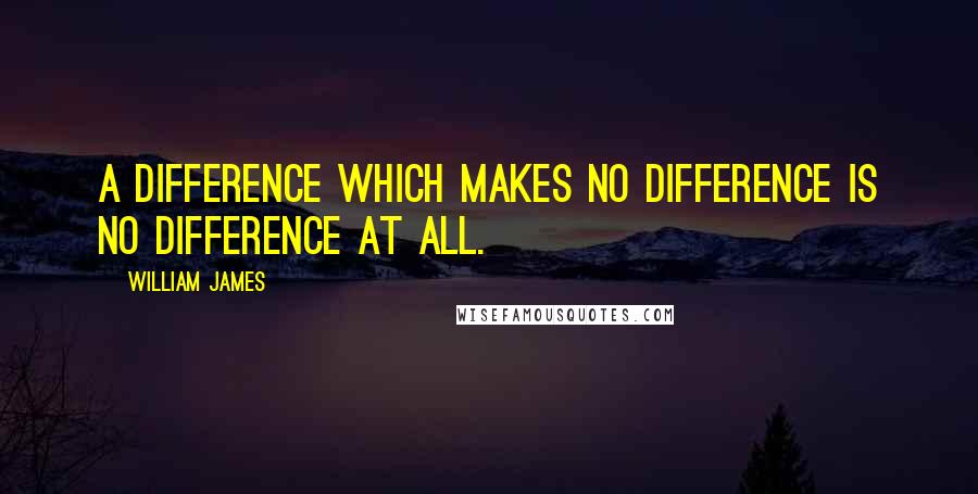 William James Quotes: A difference which makes no difference is no difference at all.