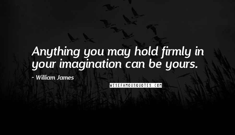 William James Quotes: Anything you may hold firmly in your imagination can be yours.