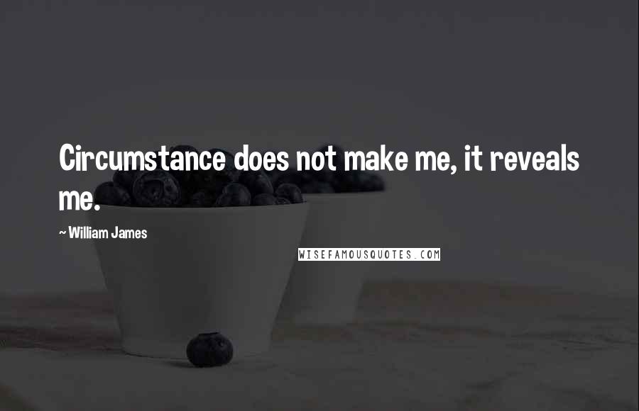William James Quotes: Circumstance does not make me, it reveals me.