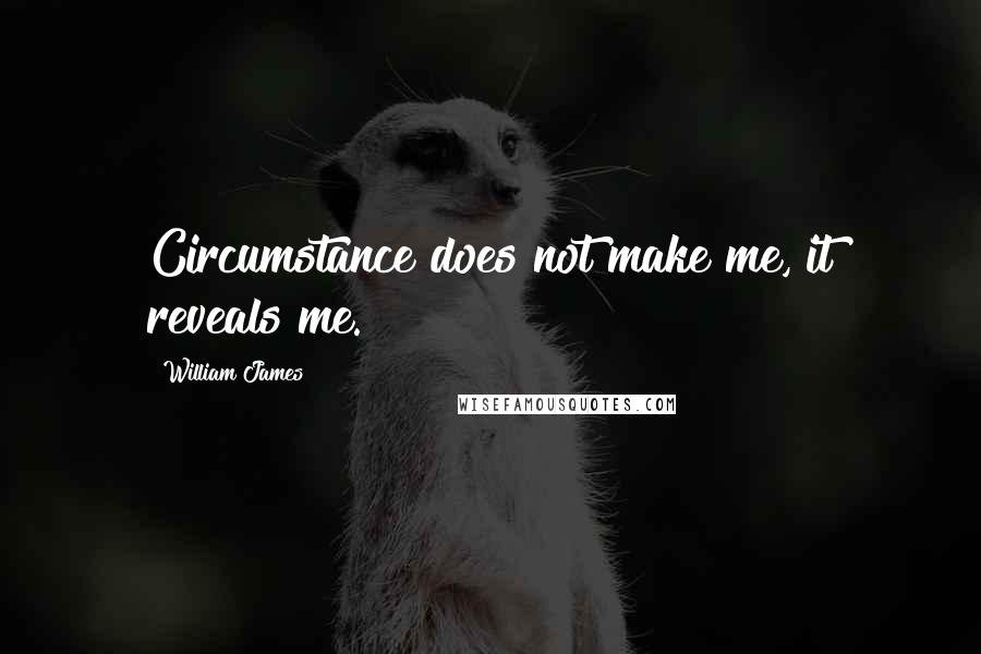 William James Quotes: Circumstance does not make me, it reveals me.