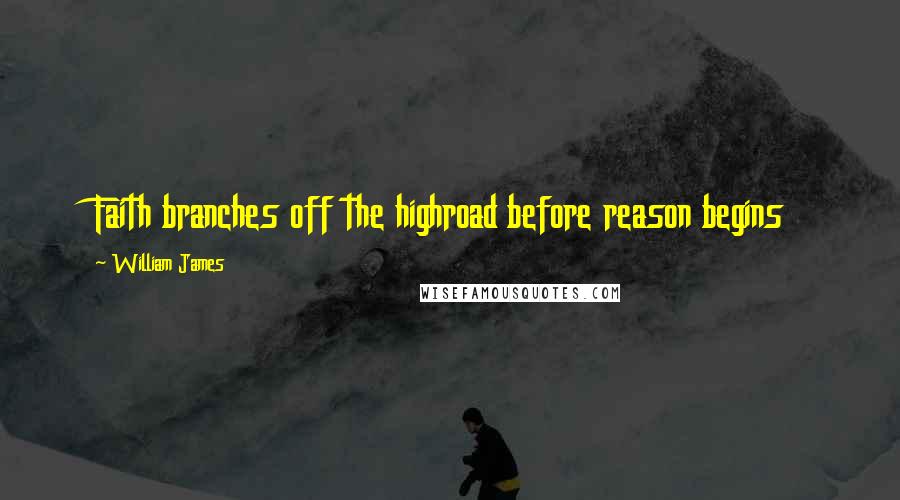 William James Quotes: Faith branches off the highroad before reason begins