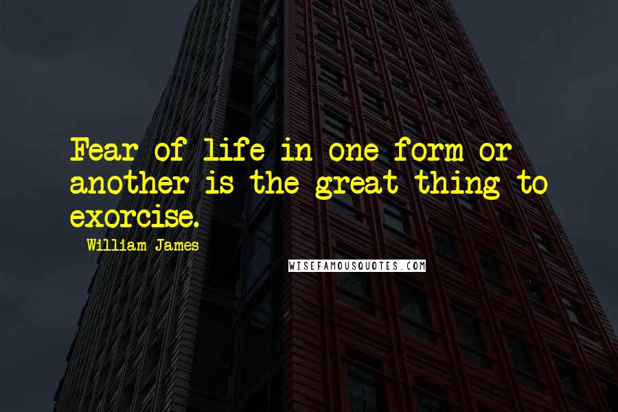 William James Quotes: Fear of life in one form or another is the great thing to exorcise.