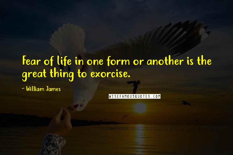 William James Quotes: Fear of life in one form or another is the great thing to exorcise.