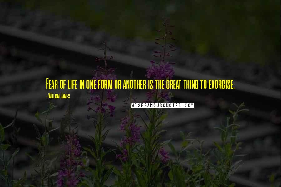 William James Quotes: Fear of life in one form or another is the great thing to exorcise.