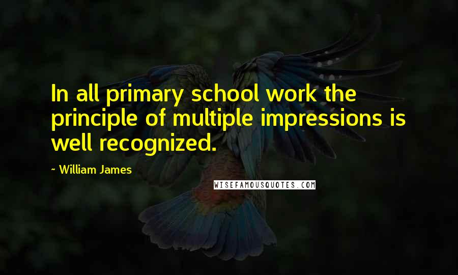 William James Quotes: In all primary school work the principle of multiple impressions is well recognized.