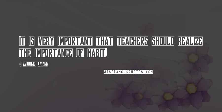 William James Quotes: It is very important that teachers should realize the importance of habit.