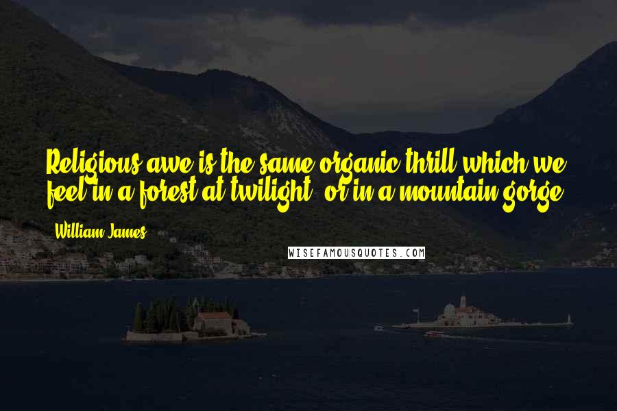 William James Quotes: Religious awe is the same organic thrill which we feel in a forest at twilight, or in a mountain gorge.