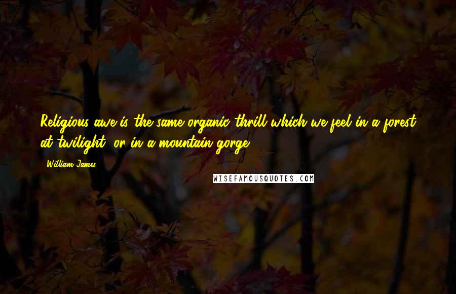 William James Quotes: Religious awe is the same organic thrill which we feel in a forest at twilight, or in a mountain gorge.