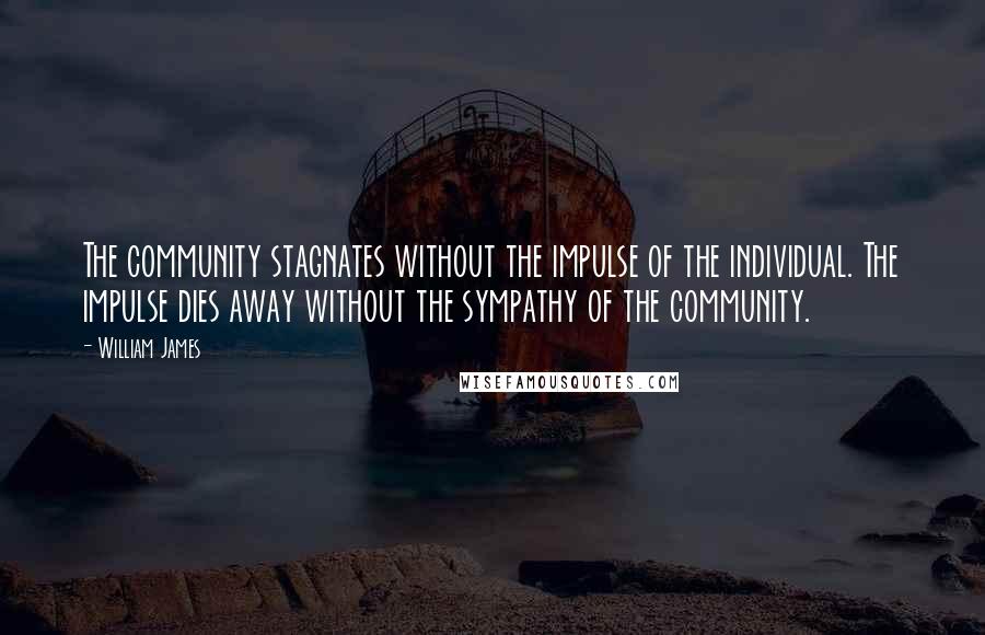 William James Quotes: The community stagnates without the impulse of the individual. The impulse dies away without the sympathy of the community.