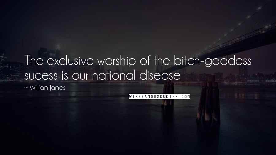 William James Quotes: The exclusive worship of the bitch-goddess sucess is our national disease