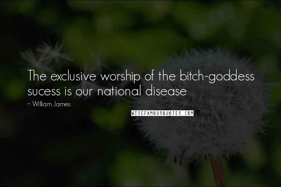William James Quotes: The exclusive worship of the bitch-goddess sucess is our national disease