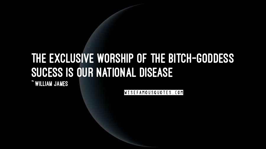 William James Quotes: The exclusive worship of the bitch-goddess sucess is our national disease