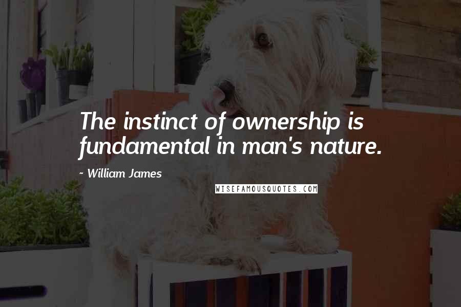 William James Quotes: The instinct of ownership is fundamental in man's nature.
