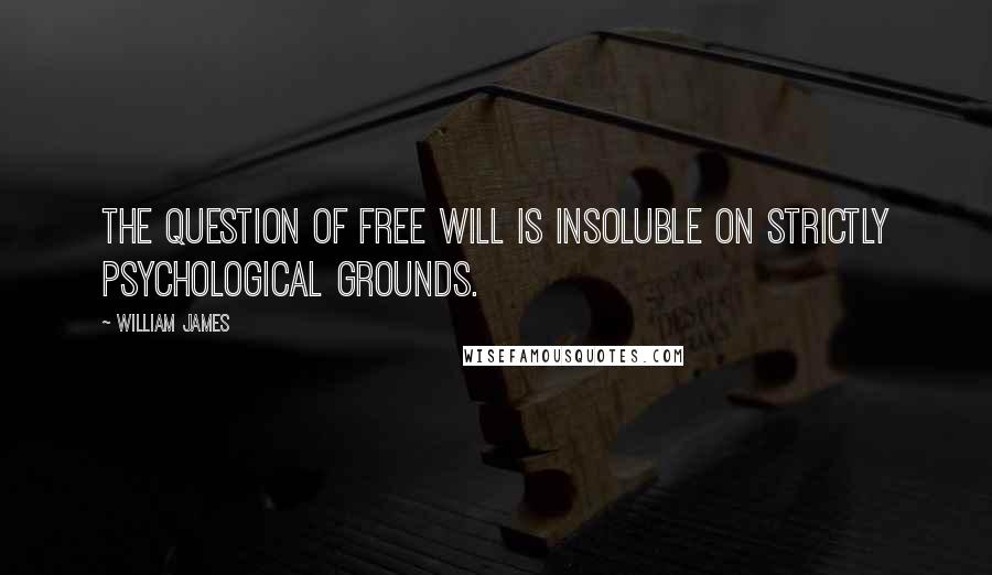 William James Quotes: The question of free will is insoluble on strictly psychological grounds.