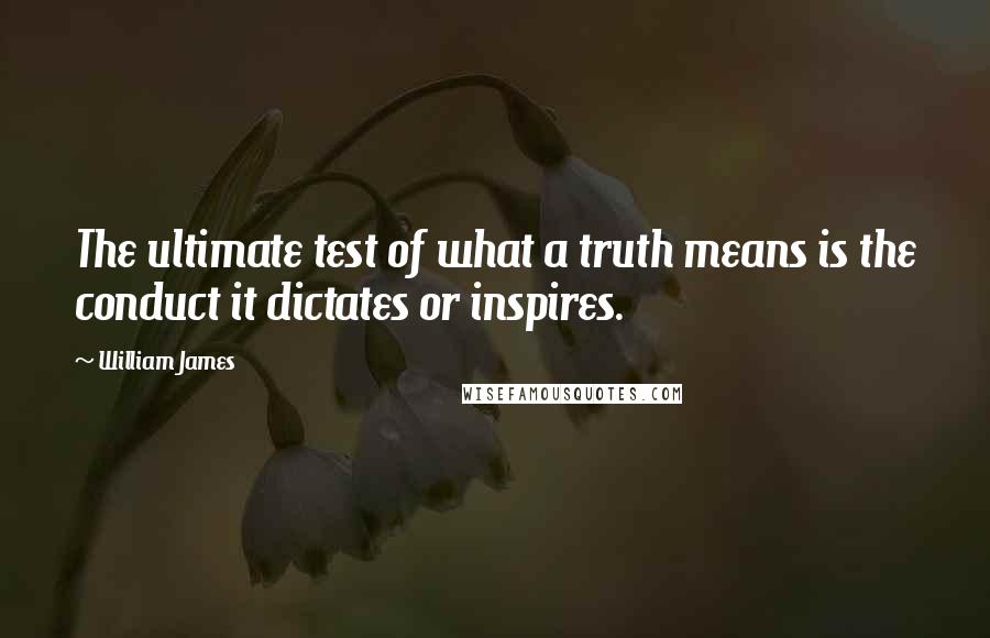 William James Quotes: The ultimate test of what a truth means is the conduct it dictates or inspires.