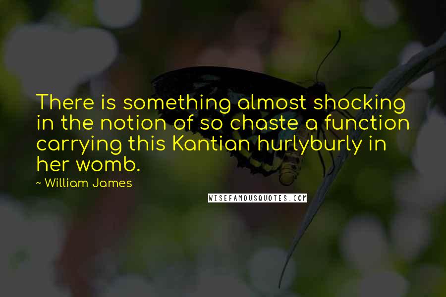 William James Quotes: There is something almost shocking in the notion of so chaste a function carrying this Kantian hurlyburly in her womb.