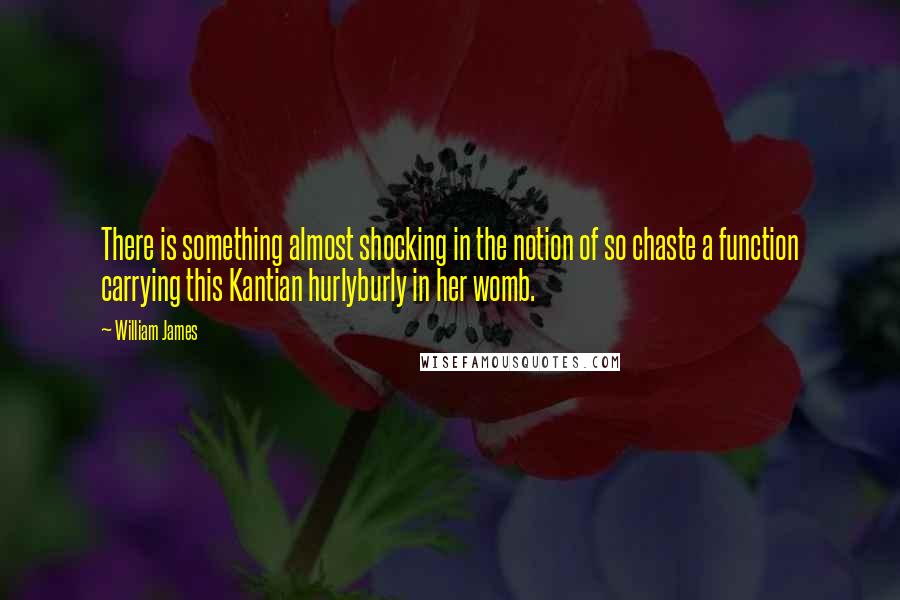 William James Quotes: There is something almost shocking in the notion of so chaste a function carrying this Kantian hurlyburly in her womb.