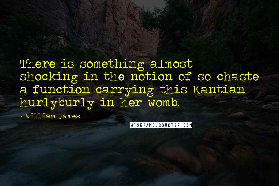 William James Quotes: There is something almost shocking in the notion of so chaste a function carrying this Kantian hurlyburly in her womb.