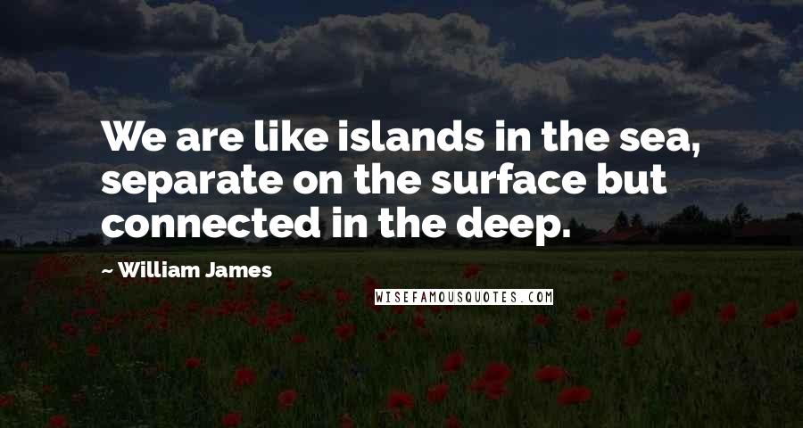 William James Quotes: We are like islands in the sea, separate on the surface but connected in the deep.