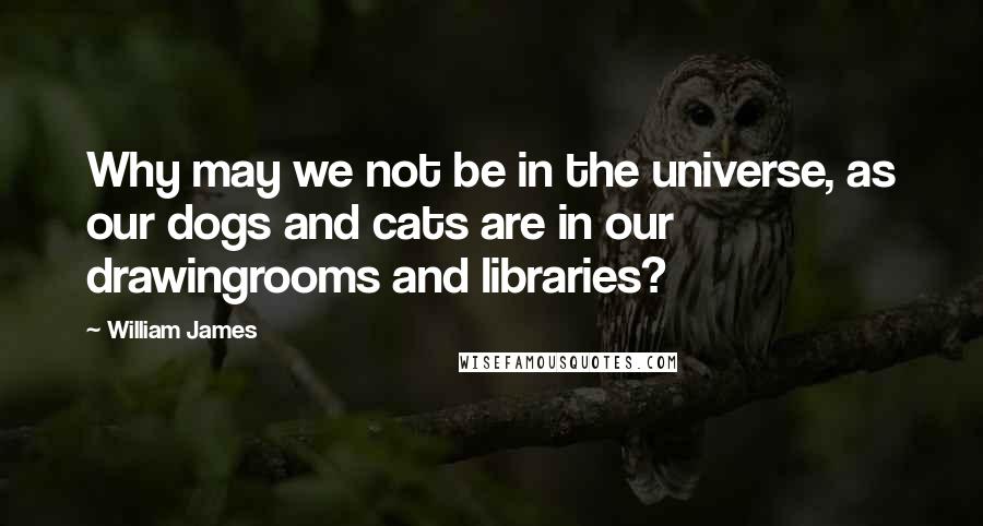 William James Quotes: Why may we not be in the universe, as our dogs and cats are in our drawingrooms and libraries?