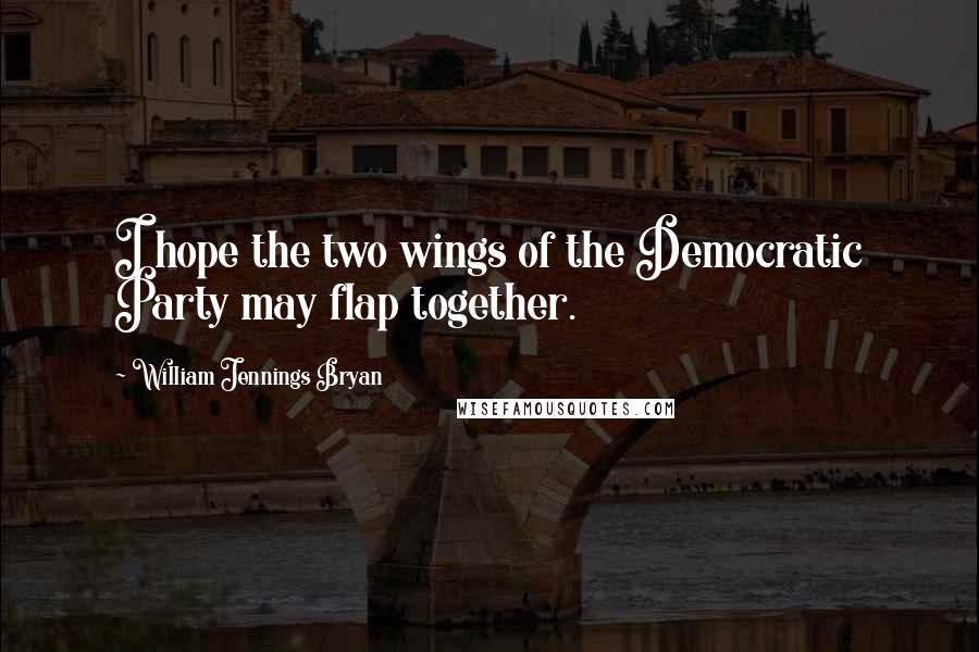 William Jennings Bryan Quotes: I hope the two wings of the Democratic Party may flap together.