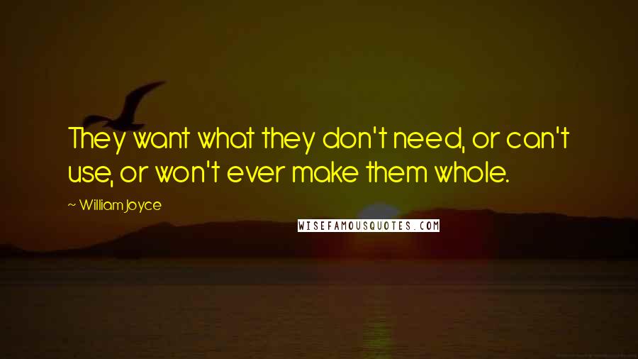 William Joyce Quotes: They want what they don't need, or can't use, or won't ever make them whole.