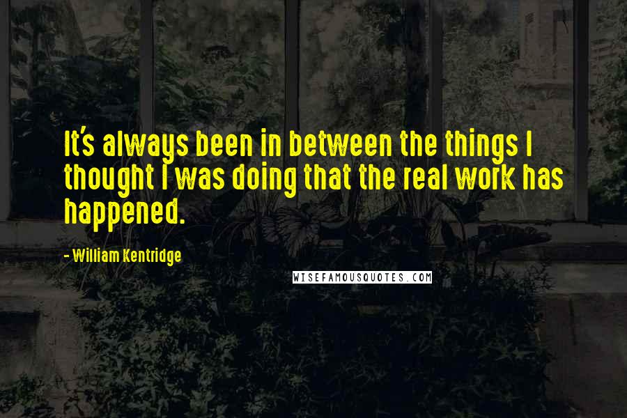 William Kentridge Quotes: It's always been in between the things I thought I was doing that the real work has happened.