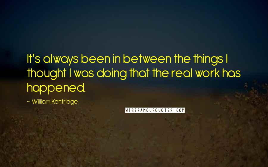 William Kentridge Quotes: It's always been in between the things I thought I was doing that the real work has happened.