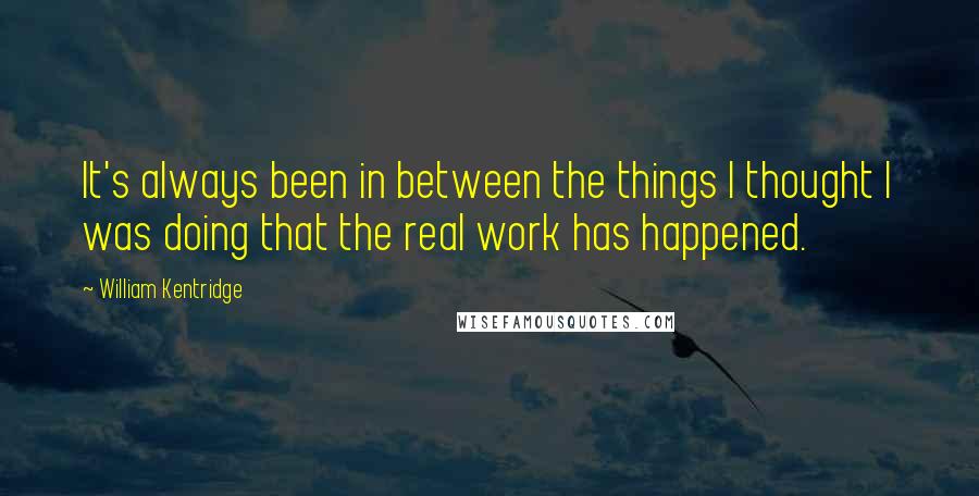 William Kentridge Quotes: It's always been in between the things I thought I was doing that the real work has happened.