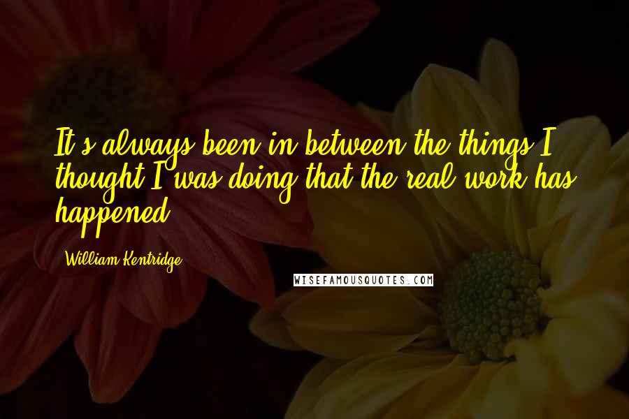 William Kentridge Quotes: It's always been in between the things I thought I was doing that the real work has happened.