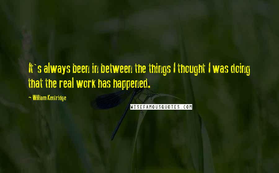 William Kentridge Quotes: It's always been in between the things I thought I was doing that the real work has happened.