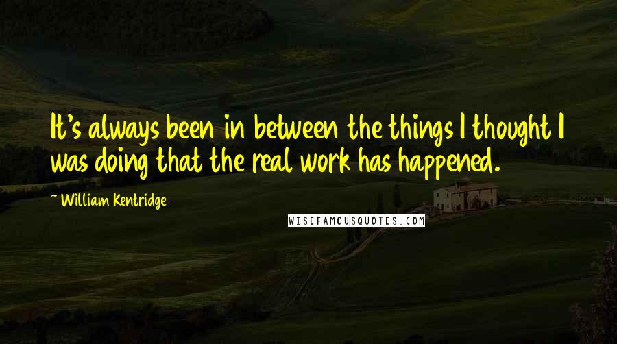 William Kentridge Quotes: It's always been in between the things I thought I was doing that the real work has happened.