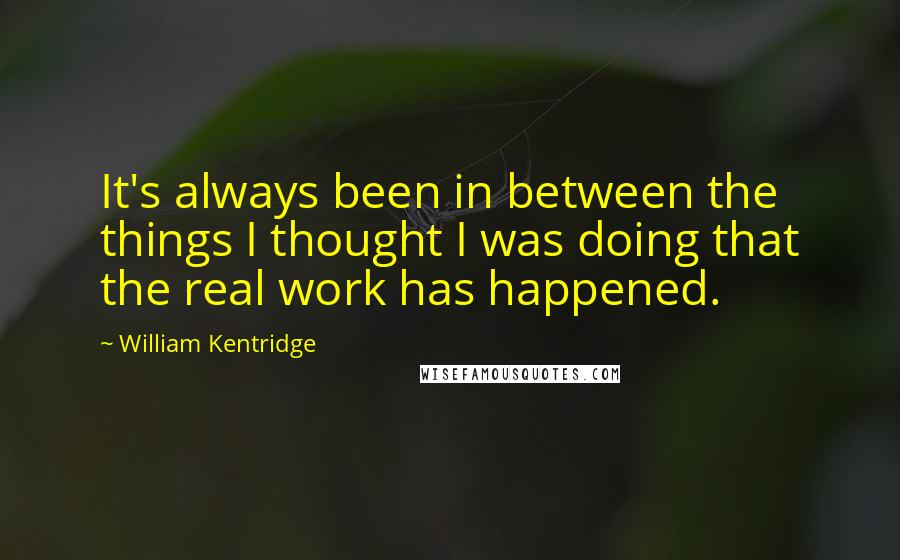 William Kentridge Quotes: It's always been in between the things I thought I was doing that the real work has happened.