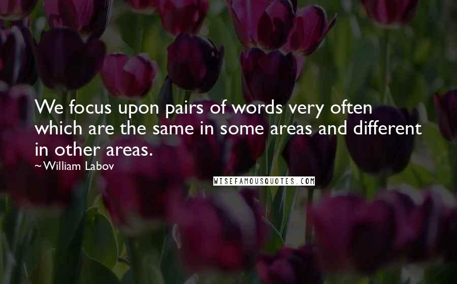 William Labov Quotes: We focus upon pairs of words very often which are the same in some areas and different in other areas.