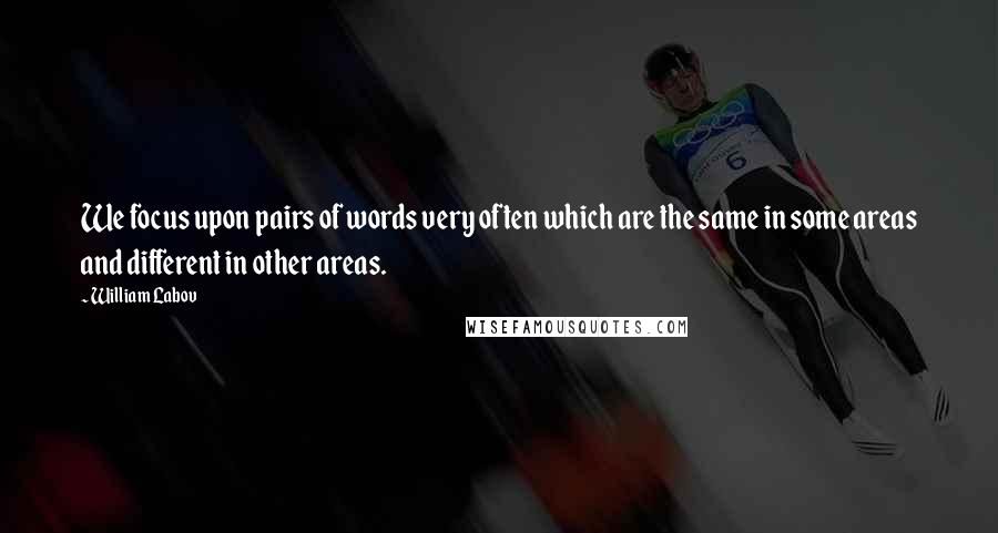 William Labov Quotes: We focus upon pairs of words very often which are the same in some areas and different in other areas.