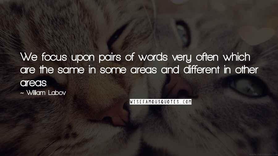 William Labov Quotes: We focus upon pairs of words very often which are the same in some areas and different in other areas.